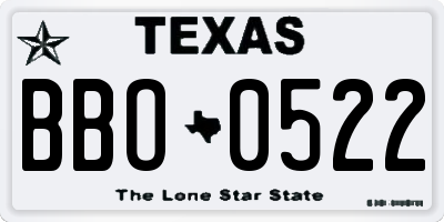 TX license plate BBO0522