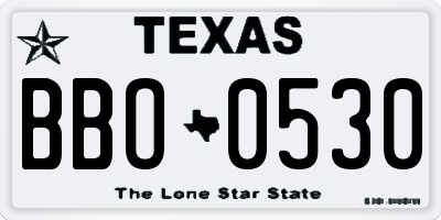 TX license plate BBO0530
