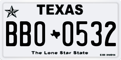 TX license plate BBO0532