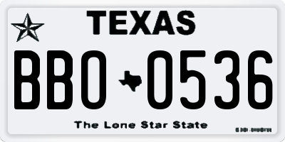TX license plate BBO0536