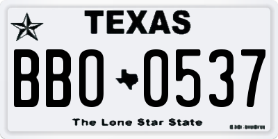 TX license plate BBO0537