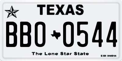 TX license plate BBO0544