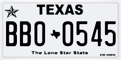 TX license plate BBO0545