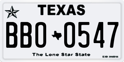 TX license plate BBO0547