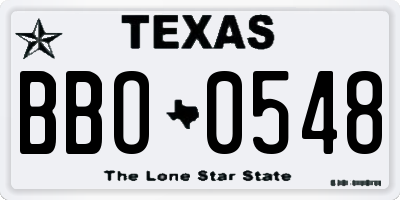 TX license plate BBO0548