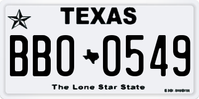 TX license plate BBO0549