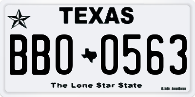 TX license plate BBO0563
