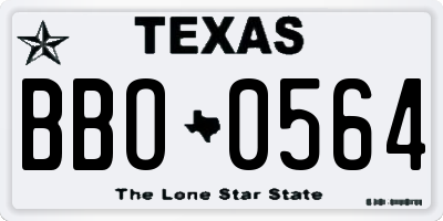 TX license plate BBO0564