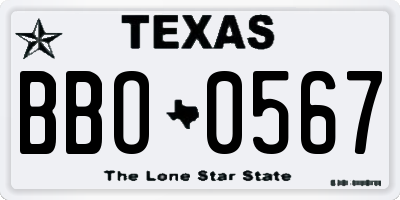 TX license plate BBO0567