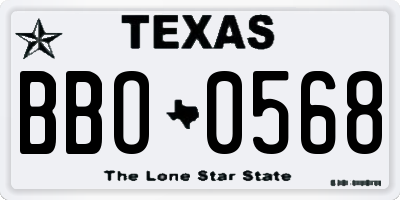 TX license plate BBO0568