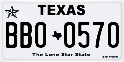 TX license plate BBO0570