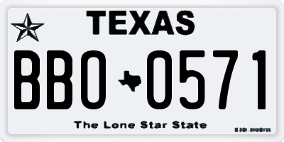 TX license plate BBO0571