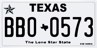 TX license plate BBO0573