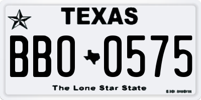 TX license plate BBO0575