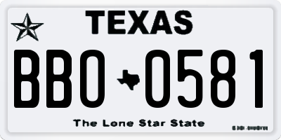 TX license plate BBO0581