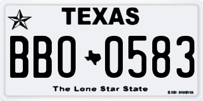 TX license plate BBO0583