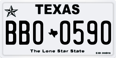 TX license plate BBO0590
