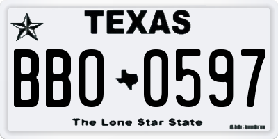 TX license plate BBO0597