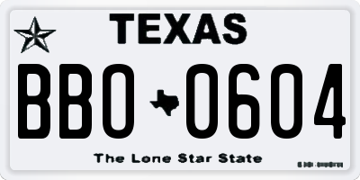 TX license plate BBO0604