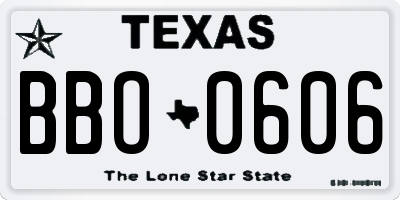 TX license plate BBO0606
