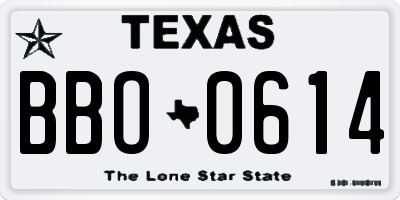 TX license plate BBO0614