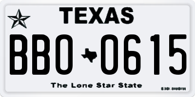 TX license plate BBO0615
