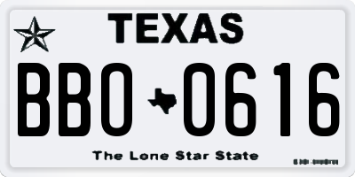 TX license plate BBO0616