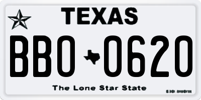 TX license plate BBO0620