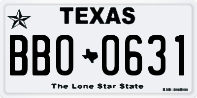TX license plate BBO0631
