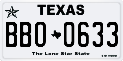 TX license plate BBO0633