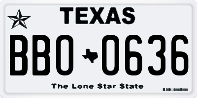 TX license plate BBO0636