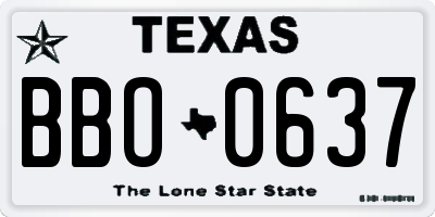 TX license plate BBO0637
