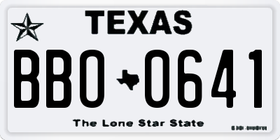 TX license plate BBO0641