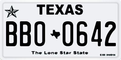 TX license plate BBO0642