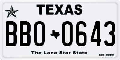 TX license plate BBO0643