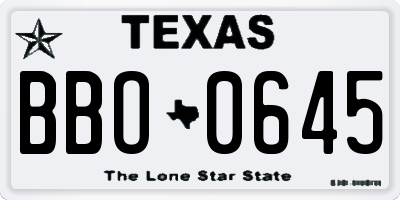 TX license plate BBO0645