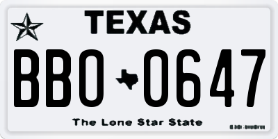 TX license plate BBO0647