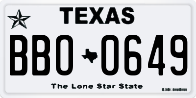 TX license plate BBO0649
