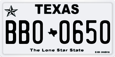 TX license plate BBO0650
