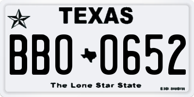 TX license plate BBO0652