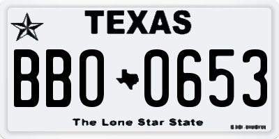 TX license plate BBO0653