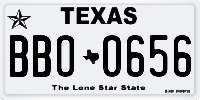 TX license plate BBO0656