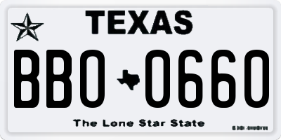 TX license plate BBO0660