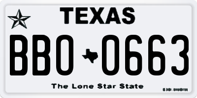 TX license plate BBO0663