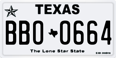 TX license plate BBO0664