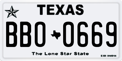 TX license plate BBO0669