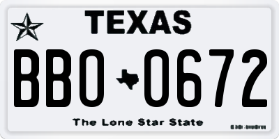 TX license plate BBO0672