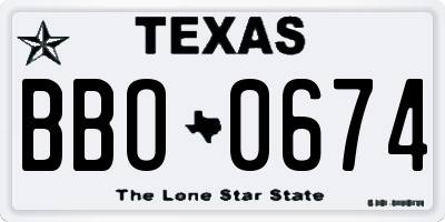 TX license plate BBO0674