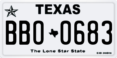 TX license plate BBO0683