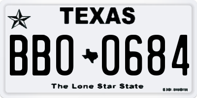 TX license plate BBO0684